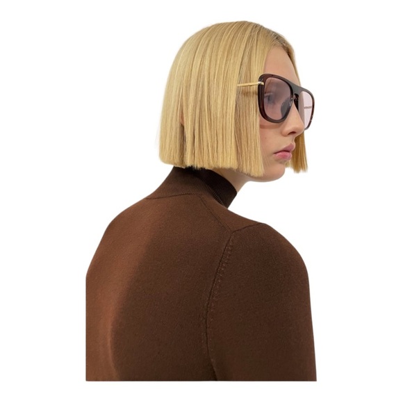 Zara Womens Size L Sweater High Collar Neck Turtle Neck Long Sleeve Brown NWT - Picture 11 of 14